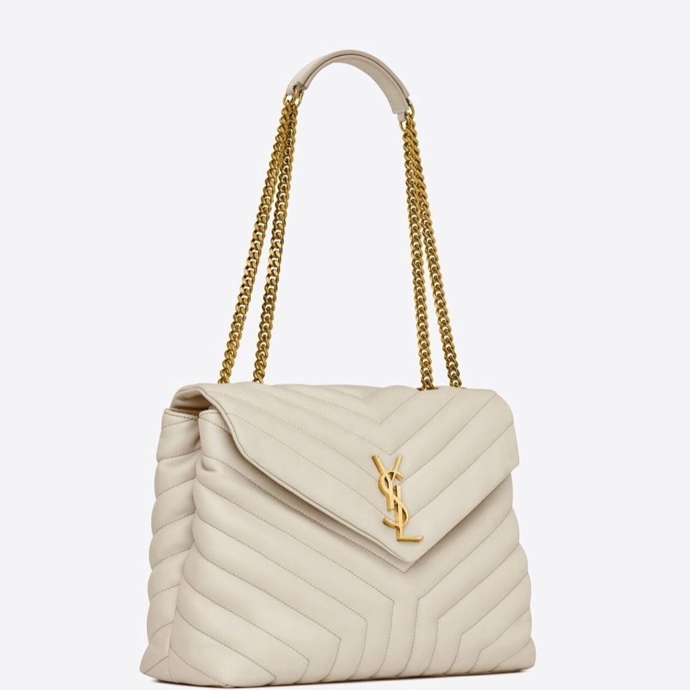 Yves Saint Laurent Medium Lou Lou Cream Quilted Shoulder Bag